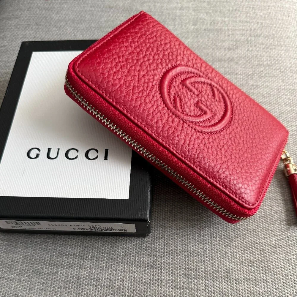 New Gucci Soho Red Leather Wallet - Picture 4 of 6